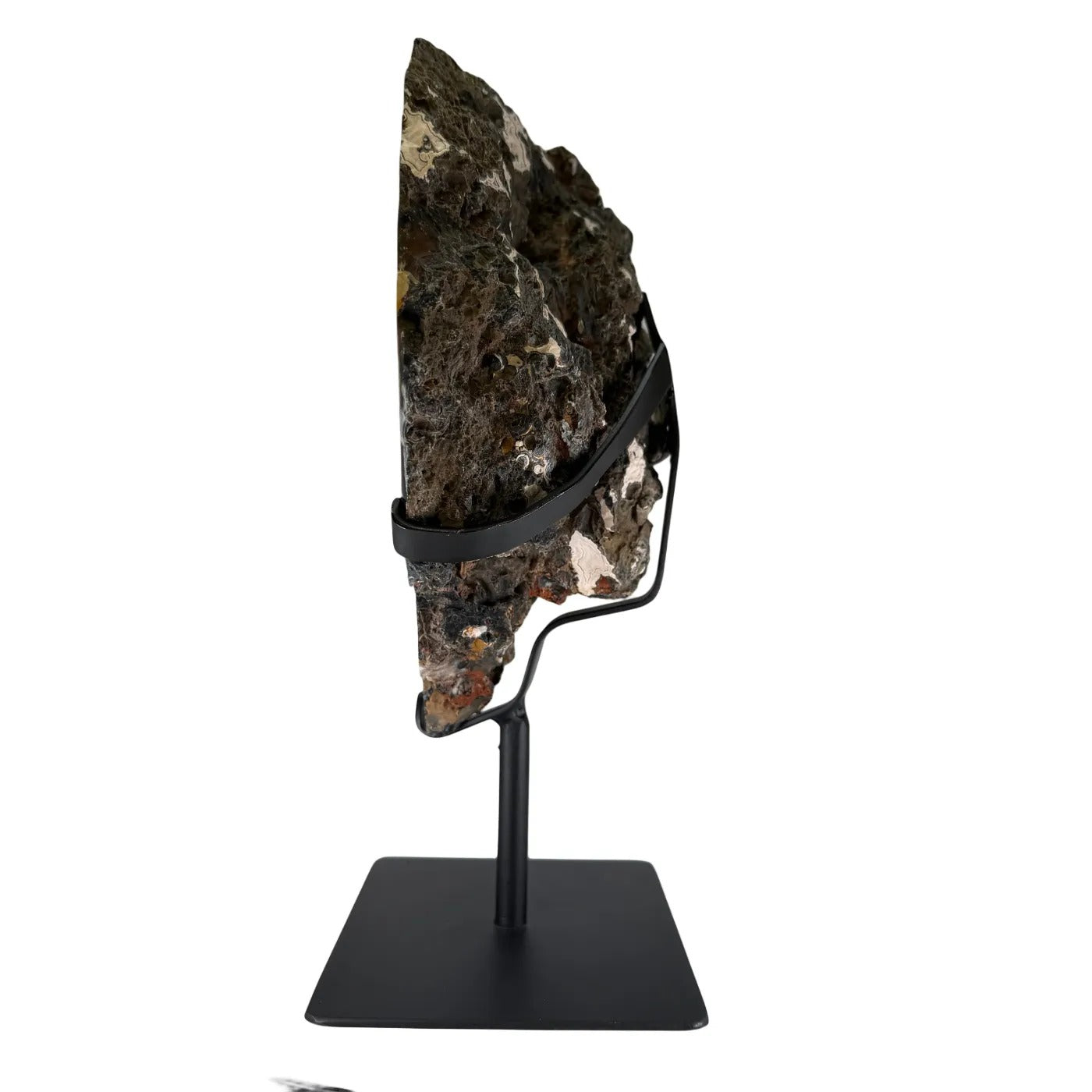 Agaat Rots met Zwarte Chalcedoon & Druzy op Standaard – 4,1 kg