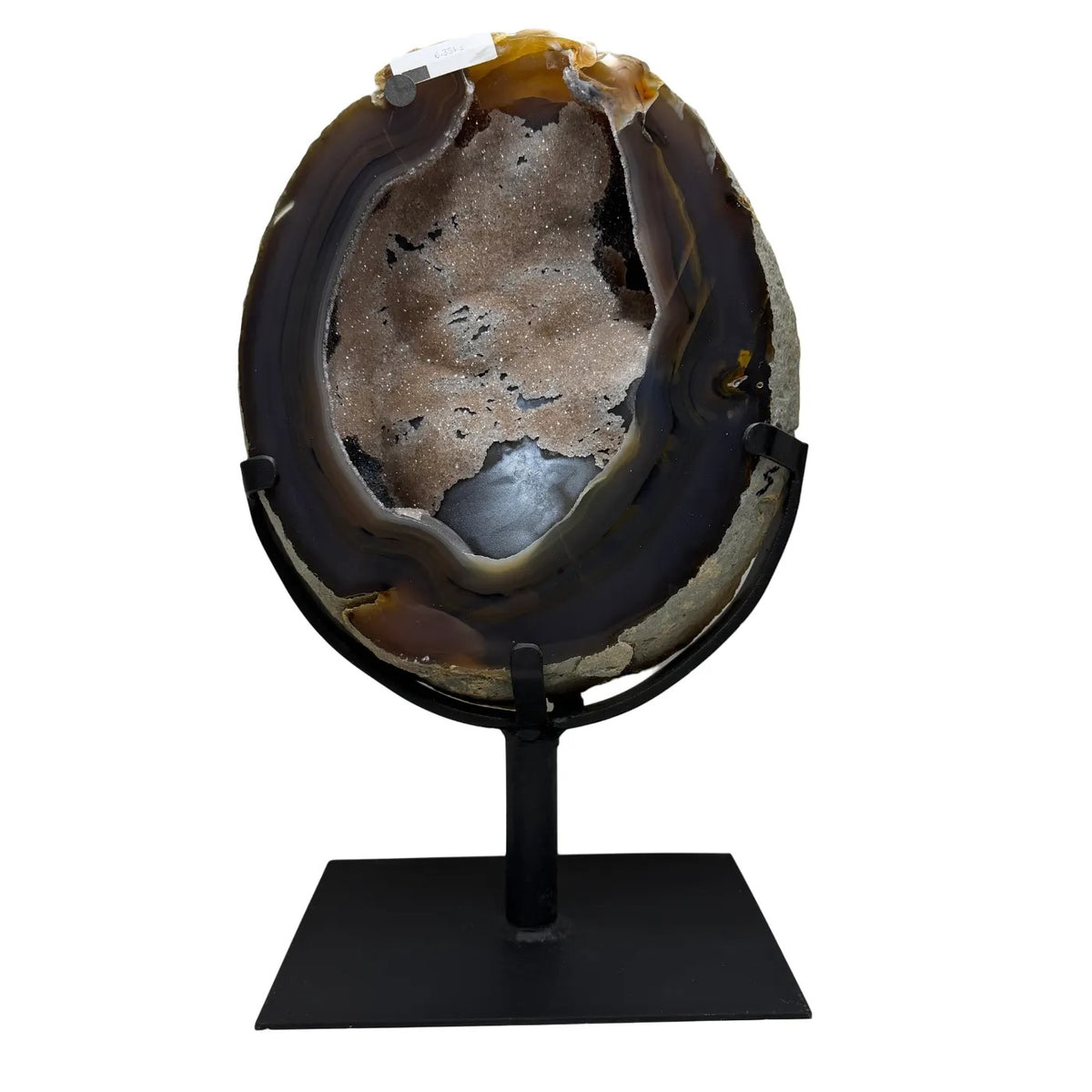 Natuurlijke Rotsagaat met Chalcedoon op Metalen Standaard – Brazilië #52