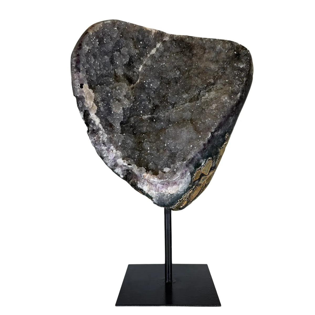 Natuurlijke Rotsagaat met Kwarts en Chalcedoon op Metalen Standaard – Brazilië #54
